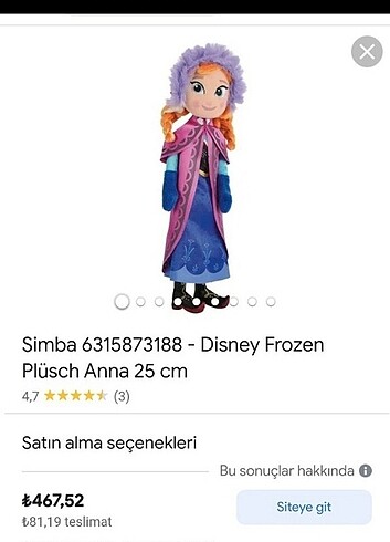  Beden Renk Frozen Anna bez bebek 