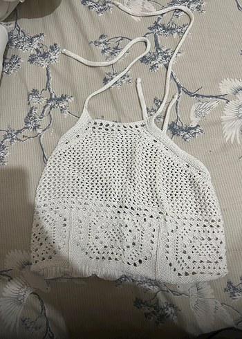 Nakışlı Bohem Mini Bralet Beyaz
