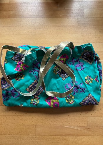 Vintage bez tote - Görsel 2