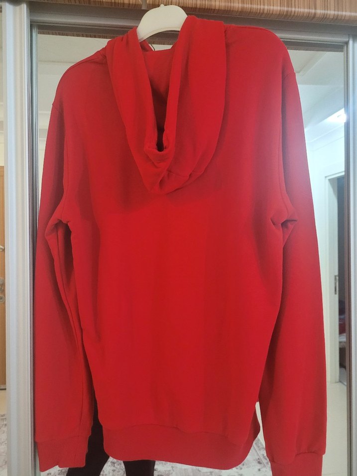 Kırmızı Kapüşonlu Uzun Kollu Sweatshirt - Görsel 2