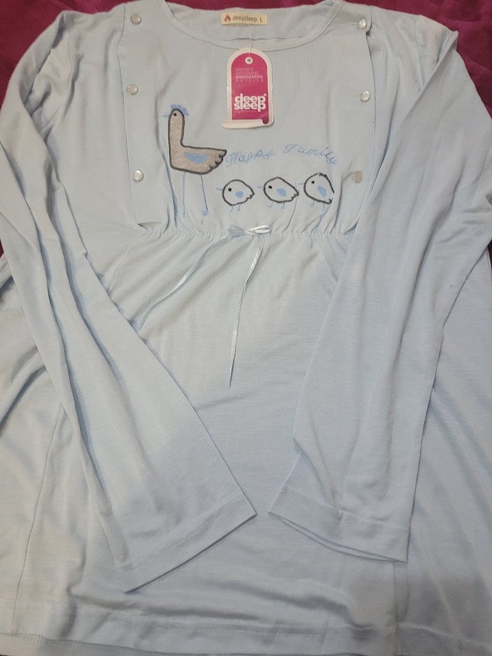 Gri Nakışlı Kadın Uzun Kollu Pijama Takımı - Görsel 2