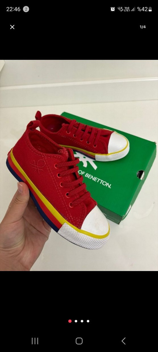 Kız Çocuk Kırmızı Baskılı Spor Ayakkabı - Görsel 4