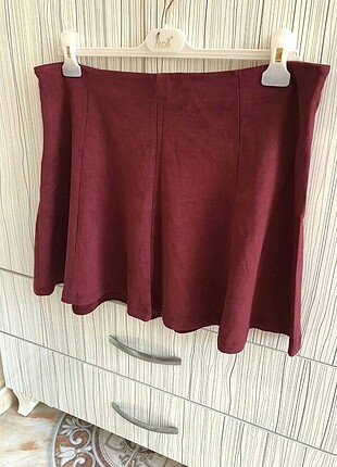 Bordo renk süet mini etek