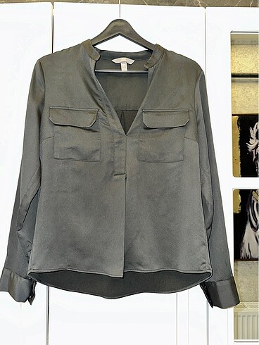 H&M saten görünümlü bluz