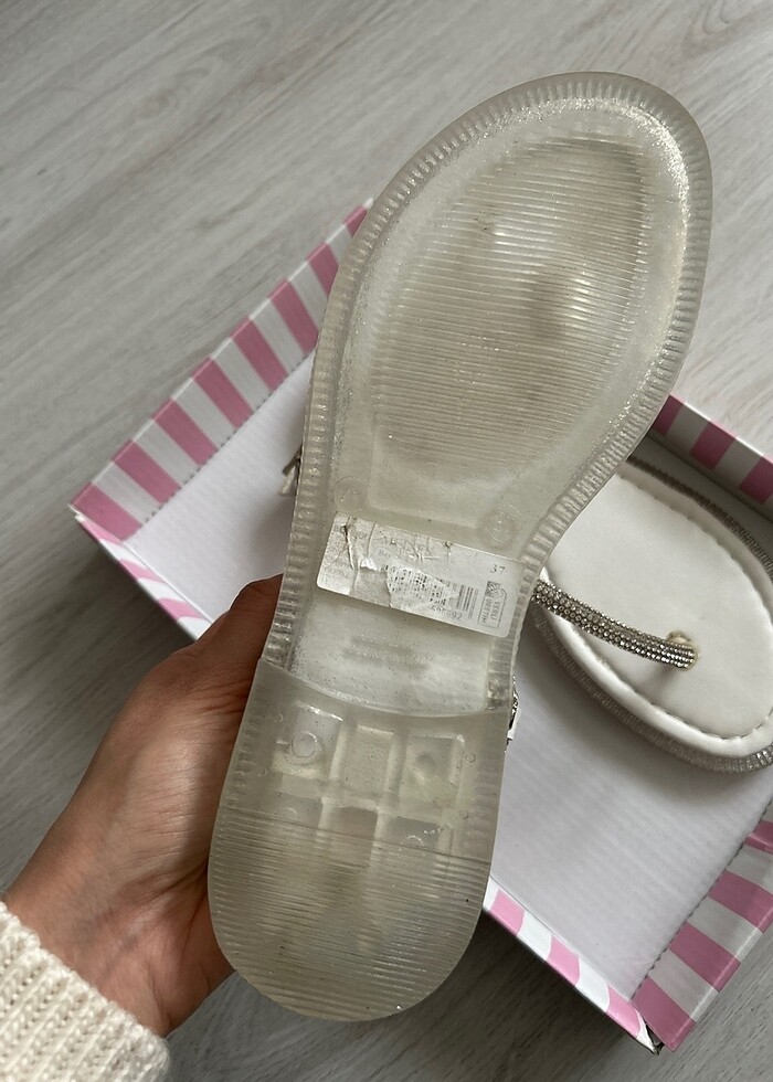 Elle Beyaz Taşlı Sandalet - Görsel 4