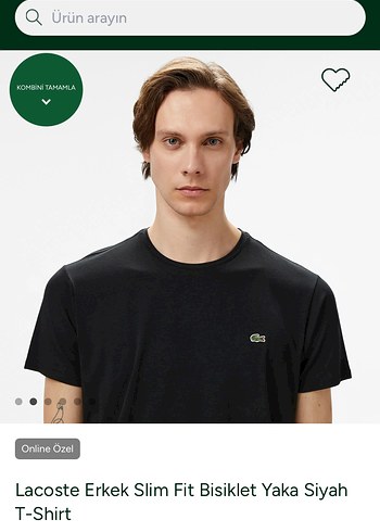 Lacoste Erkek Siyah Slim Fit Bisiklet Yaka Tişört