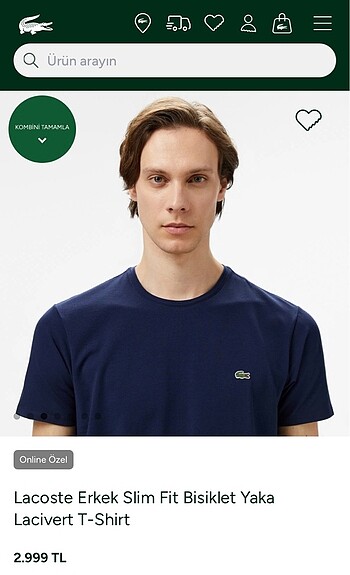 Lacoste Erkek Slim Fit Lacivert Tshirt