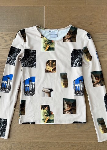 Baskılı Krem Mini Kadın Bluz - Görsel 4