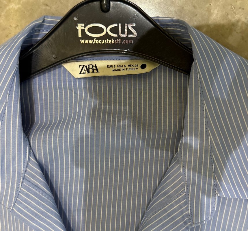 Mavi Beyaz Çizgili Düğmeli Kısa Gömlek - Görsel 3