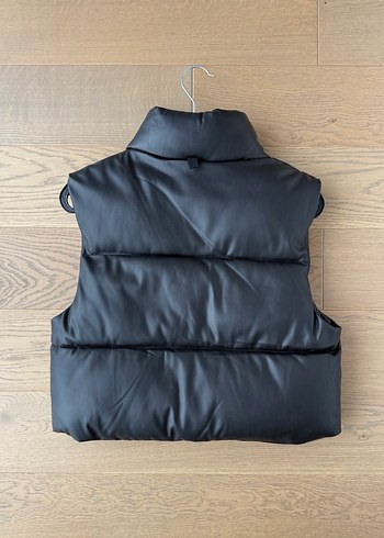 Siyah Deri Kolsuz Yelek - Görsel 4