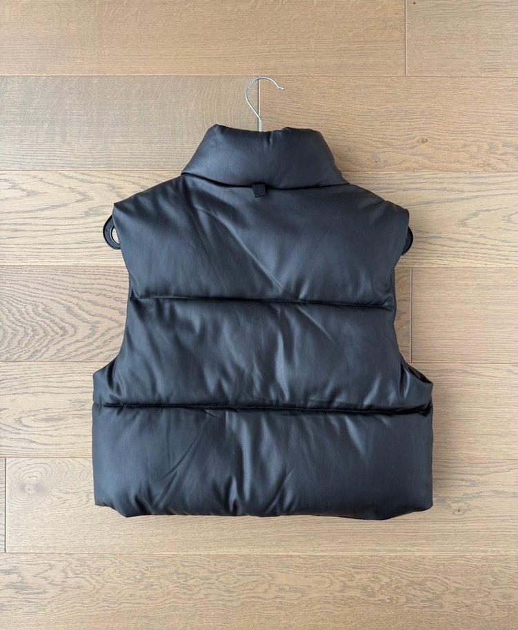 Siyah Deri Kolsuz Yelek - Görsel 4