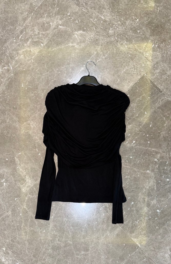 Uzun Kollu Siyah Gotik Kadın Bluz - Görsel 4