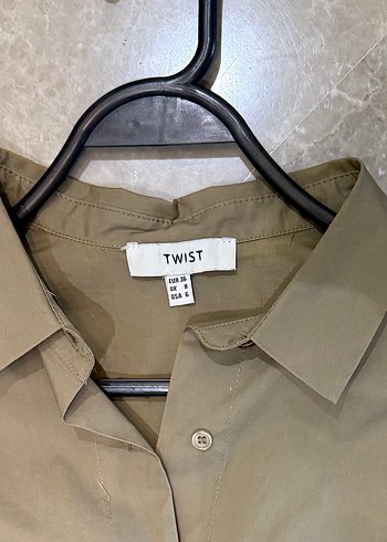 Haki Düğmeli Kadın Uzun Kollu Gömlek - Görsel 3