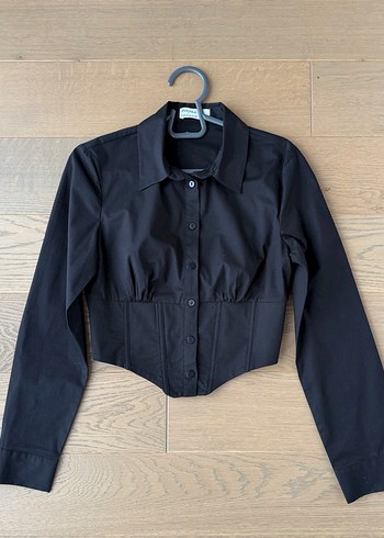 Düğmeli Siyah Dar Kesim Gömlek - Görsel 2