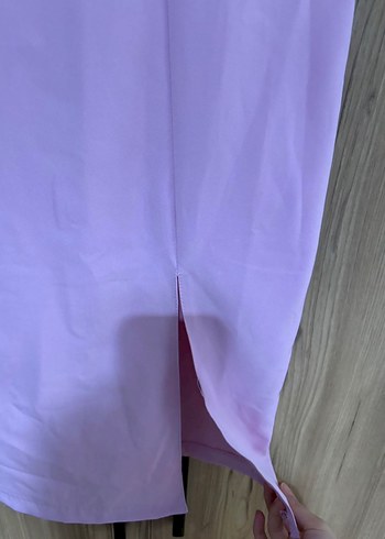 Pembe Fırfırlı Uzun Abiye Elbise - Görsel 4