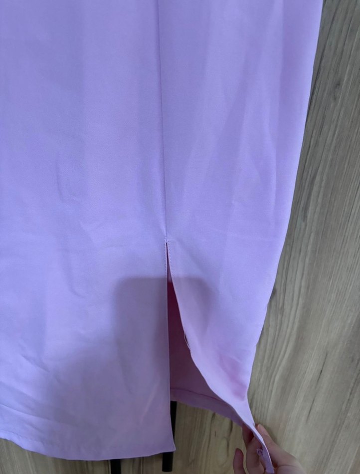 Pembe Fırfırlı Uzun Abiye Elbise - Görsel 4