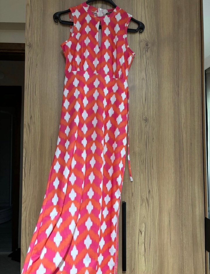 Kadın Çok Renkli Kolsuz V Yaka Elbise - Görsel 2