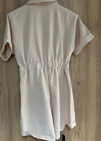 Bej Kemerli Kısa Kadın Tulum - Görsel 3