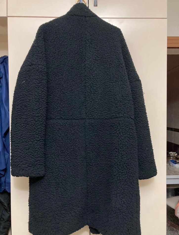 Siyah Midi Kadın Kaban, Uzun Kollu, Rahat Kesim - Görsel 2