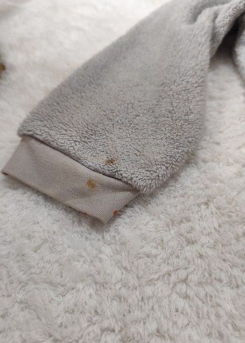 Gri Peluş Kedi Tulumu Kapüşonlu - Görsel 3