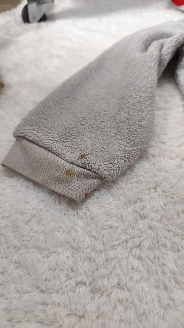 Gri Peluş Kedi Tulumu Kapüşonlu - Görsel 3