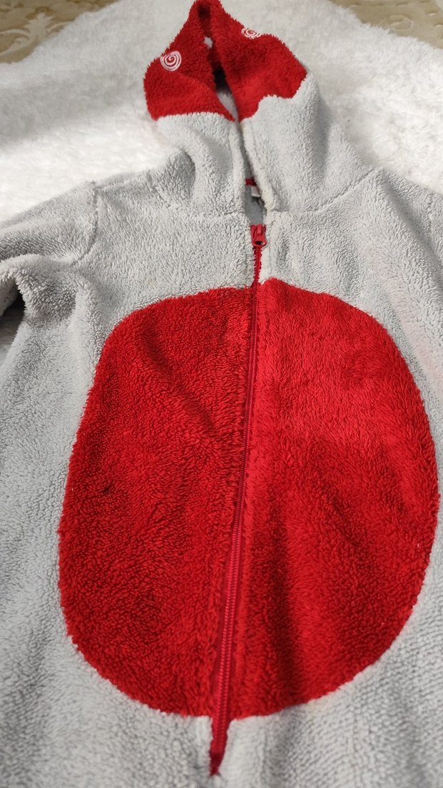 Gri Peluş Kedi Tulumu Kapüşonlu - Görsel 2