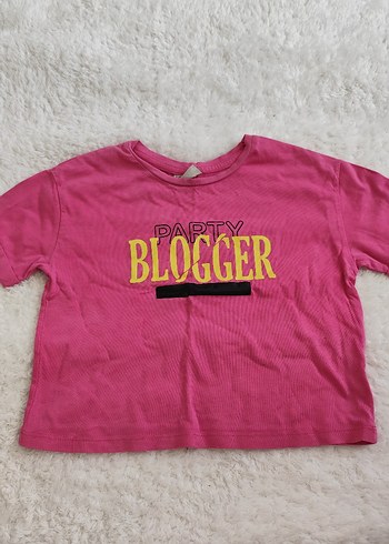 Pembe Kız Çocuk Crop Tişört