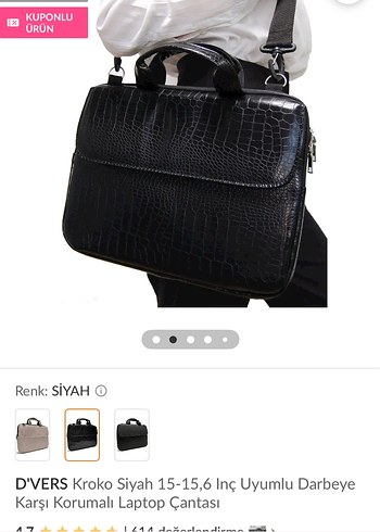 D'VERS Siyah Kroko Desenli Deri Laptop Çantası