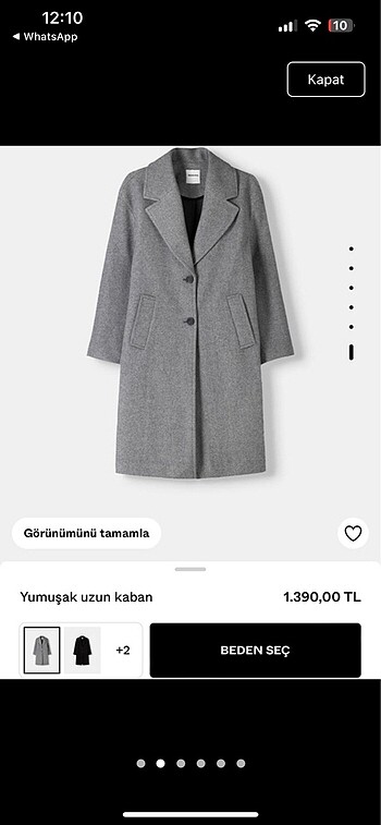 Bershka Bershka Gri Yumuşak Uzun Kaban Sıfır