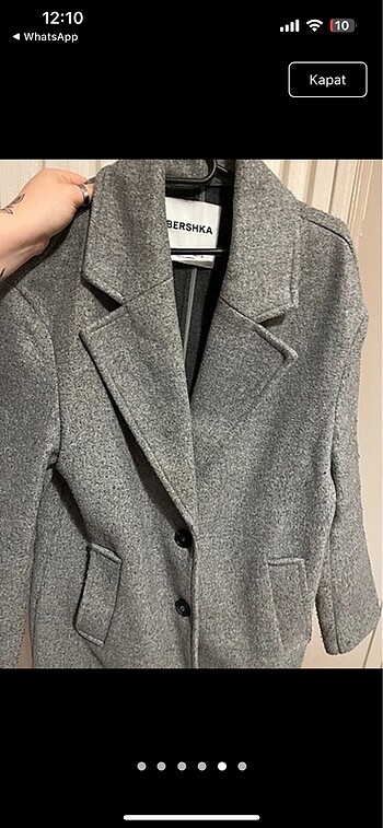 s Beden Bershka Gri Yumuşak Uzun Kaban Sıfır