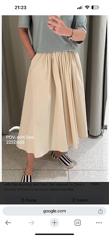 Zara Zara ekru keten etek