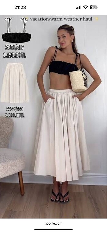 xs Beden Zara ekru keten etek