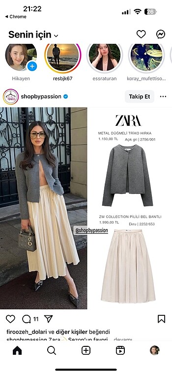 Zara ekru keten etek