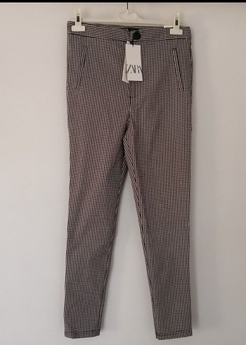 Zara yüksek bel ekose pantolon - Görsel 6