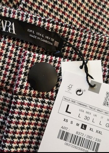 Zara yüksek bel ekose pantolon - Görsel 8