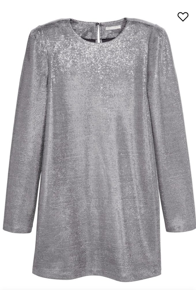 H&M gümüş vatkalı elbise - Görsel 3