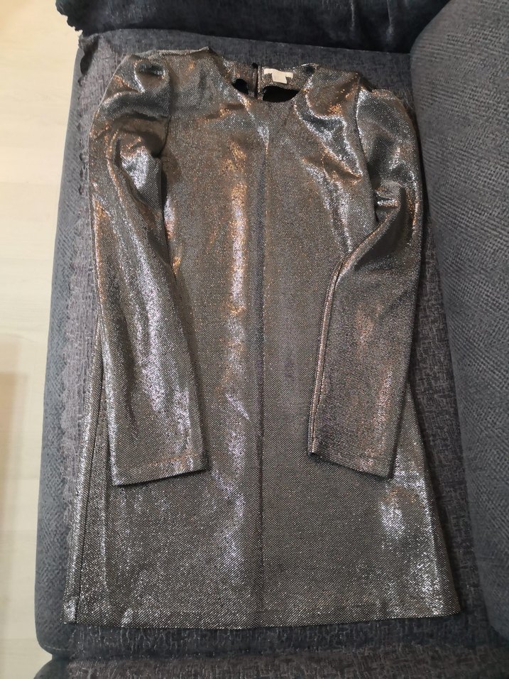 H&M gümüş vatkalı elbise - Görsel 4