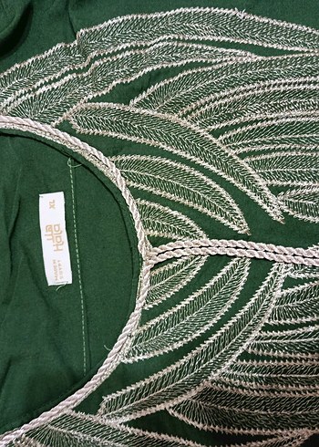 Püsküllü Nakışlı Yeşil Uzun Kadın Elbise - Görsel 5