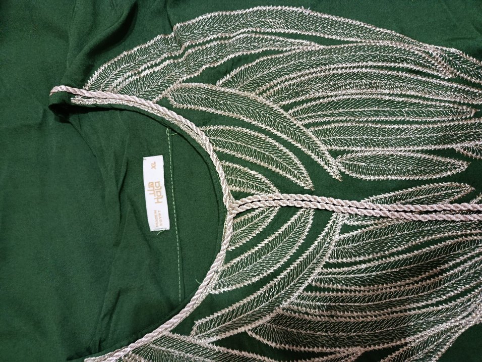 Püsküllü Nakışlı Yeşil Uzun Kadın Elbise - Görsel 5