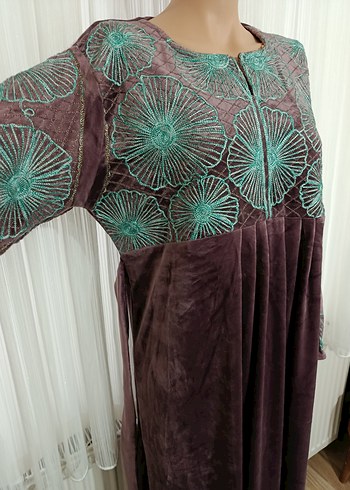 Nakışlı Bohem Uzun Kollu Kahverengi Elbise - Görsel 4