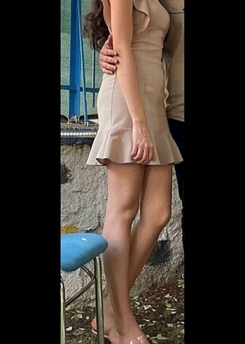 Bej Kolsuz Elbise - Görsel 2