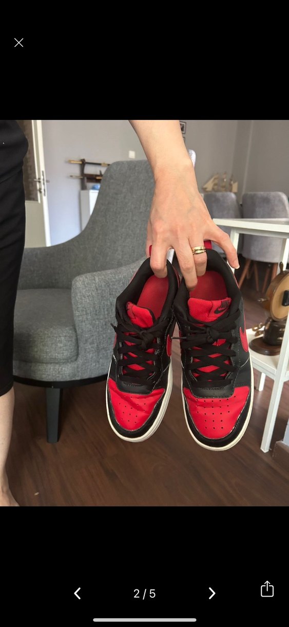 Kırmızı Siyah Kadın Spor Sneaker - Görsel 2