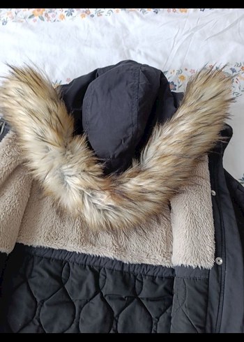 BERSHKA Kürklü Siyah Kadın Ceket - Görsel 5