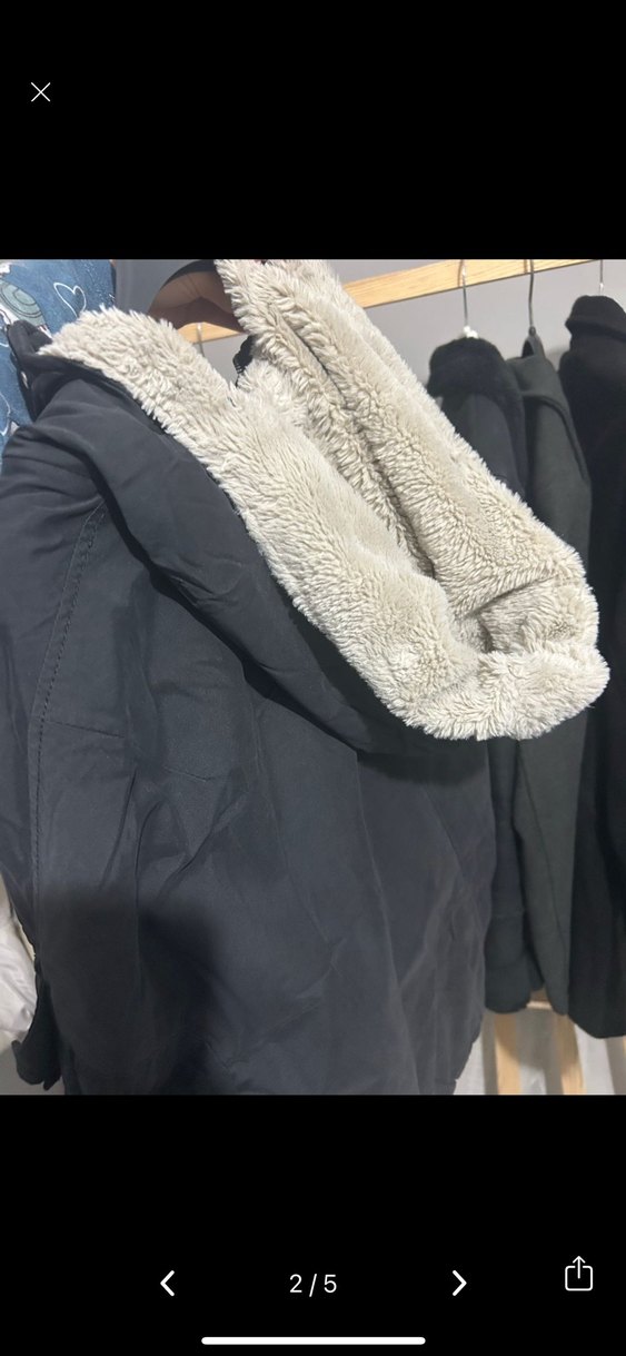 BERSHKA Kürklü Siyah Kadın Ceket - Görsel 4