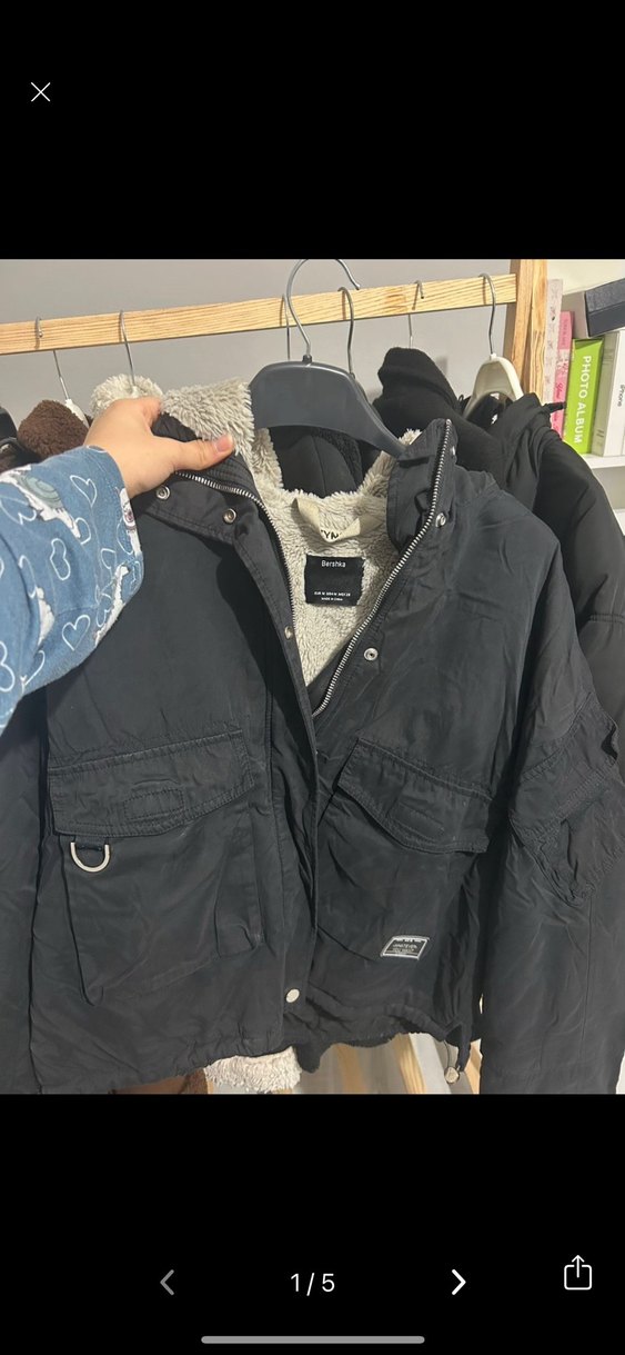 BERSHKA Kürklü Siyah Kadın Ceket - Görsel 3