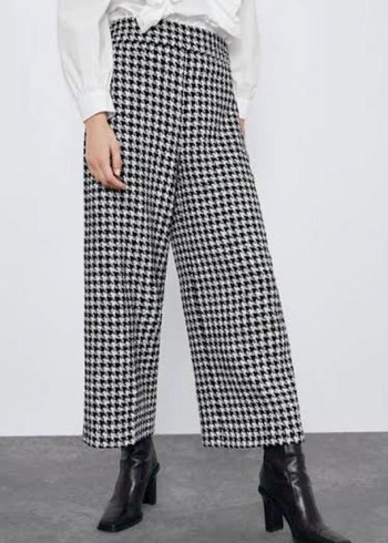 Kaz ayağı desen tüvit culotte pantolon