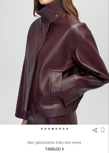 Bordo suni Deri Kadın Ceket - Görsel 2