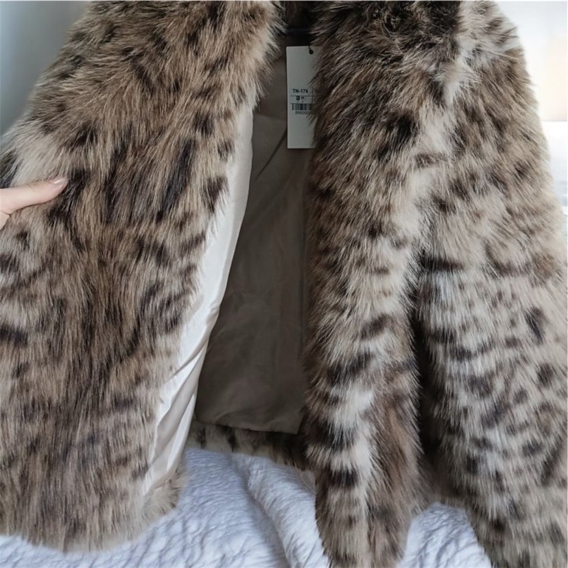 Leopar Desenli Kadın Suni Kürk Ceket - Görsel 2