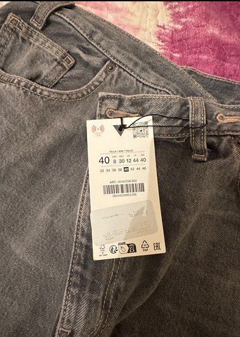 Gri Kadın Geniş Paça Kot Pantolon - Görsel 2