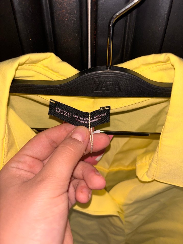 Sarı Düğmeli Uzun Kollu Kadın Gömlek - Görsel 2